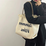 Pink Tassel Canvas HandBag Embroidered Female Tote Shoulder Bag