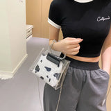 Summer Transparent Jelly Bag Women's Cow Pattern Messenger Shoulder Bags