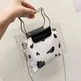 Summer Transparent Jelly Bag Women's Cow Pattern Messenger Shoulder Bags