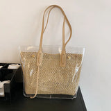 Summer Straw Beach Bag Vintage Woven Shoulder Bag Rattan Tote Bag