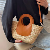 Rattan Woven Shoulder Bag Large Capacity Beach Shopping Bags