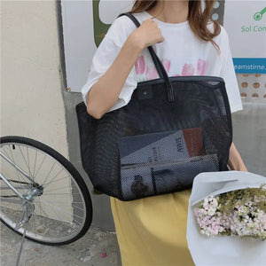 Women Mesh Beach Bag Large Capacity Eco Shopping Tote
