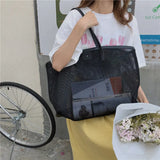 Women Mesh Beach Bag Large Capacity Eco Shopping Tote