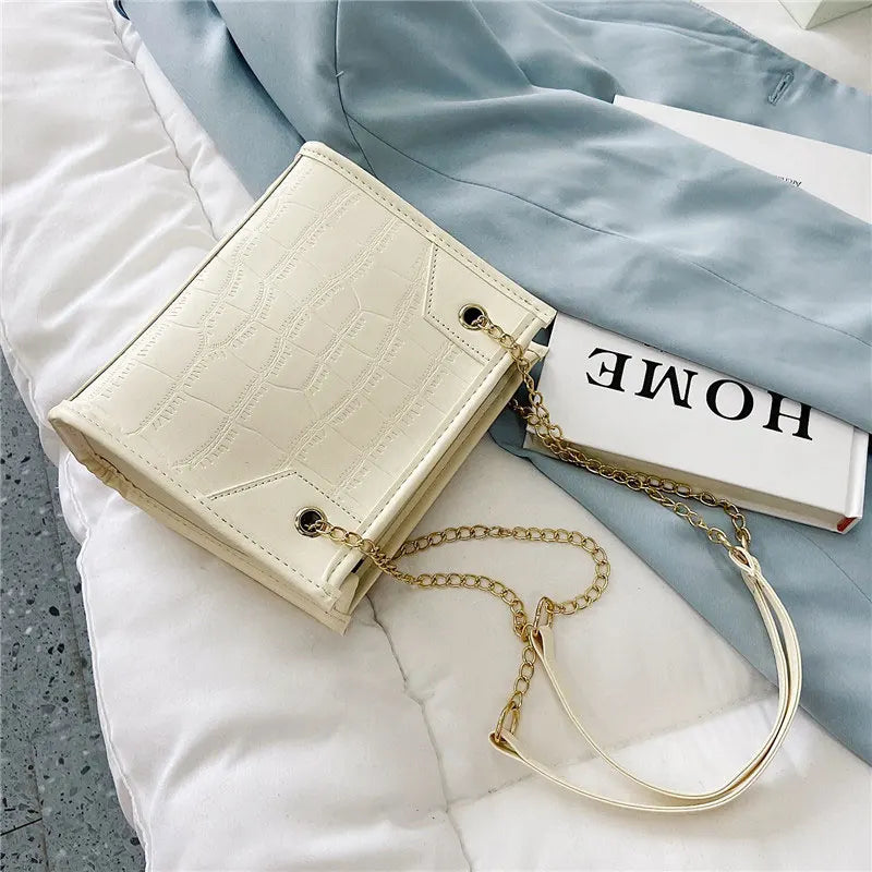 Summer Chain Female Handbags Large Capacity Pu Leather Ladies Tote Bag