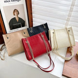 Summer Chain Female Handbags Large Capacity Pu Leather Ladies Tote Bag