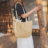 Summer Straw Drawstring Crossbody Shoulder Bag Lady Beach Travel Bag