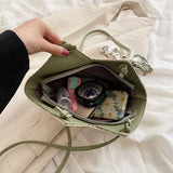 Summer Twilly Scarf Decor Straw Bag For Women Vacation Beach Bag