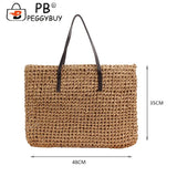 Summer Vacation Straw Rattan Woven Shoulder Underarm Beach Bag