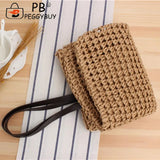 Summer Vacation Straw Rattan Woven Shoulder Underarm Beach Bag