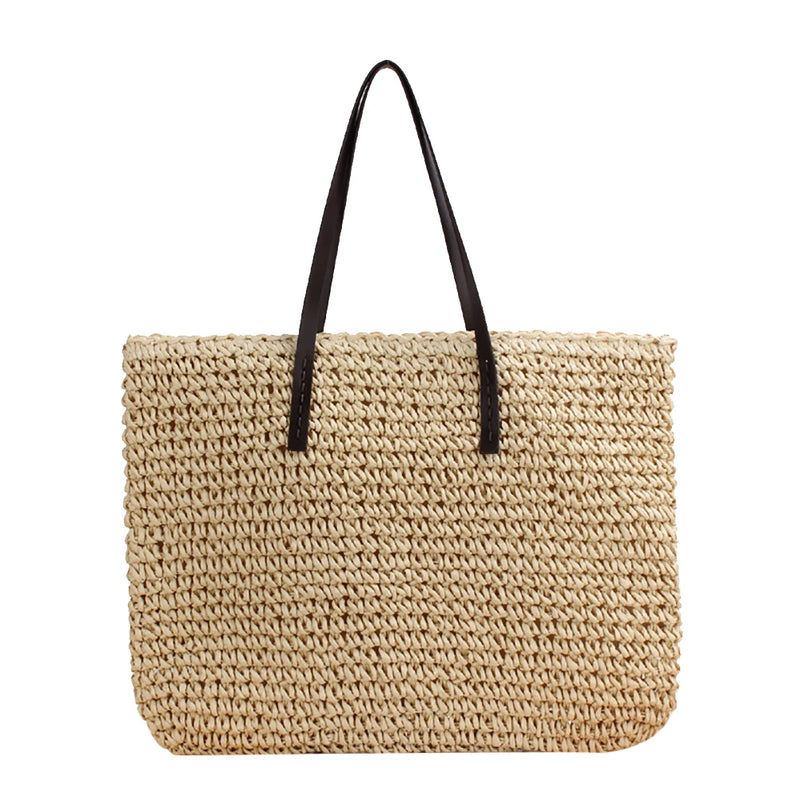 Summer Vacation Straw Rattan Woven Shoulder Underarm Beach Bag