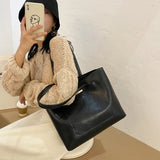 Summer Vintage Handbag Large Capacity Soft Pu Leather Shoulder Bag
