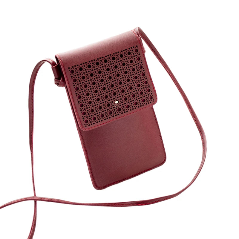 Summer Woman Hollow Out Phone Bag Ladies Flap Touch Screen Phone Shoulder Bag