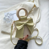 Summer Women Bag Bowknot Woven Shoulder Storage Shopping Bags B367