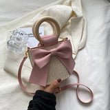 Summer Women Bag Bowknot Woven Shoulder Storage Shopping Bags B367