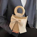 Summer Women Bag Bowknot Woven Shoulder Storage Shopping Bags B367