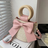 Summer Women Bag Bowknot Woven Shoulder Storage Shopping Bags B367