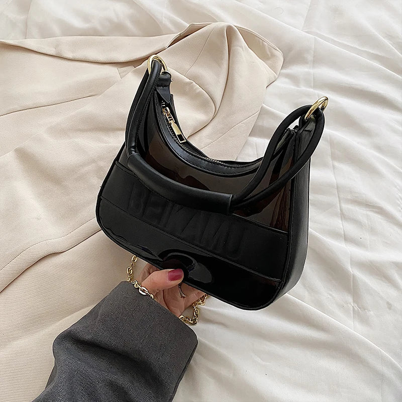 Summer Women Chain Jelly Saddle Bag All-match Shoulder Handbag