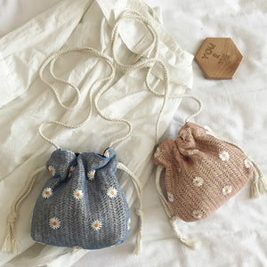 Women Flower Shoulder Crossbody Bag Small Beach Messenger Handbag Straw Purse