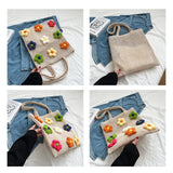 Summer Straw Shoulder Bag with Flowers Tote Bag XHJ-6009