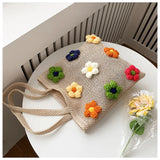 Summer Straw Shoulder Bag with Flowers Tote Bag XHJ-6009