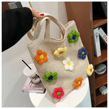 Summer Straw Shoulder Bag with Flowers Tote Bag XHJ-6009