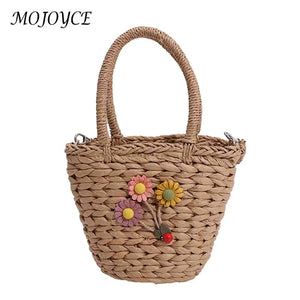 Woven Flower Handbag for Weekend Vacation
