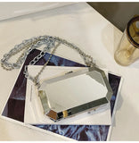 Summer Women Metal Alloy Handbags Female Chains Box Shape Shoulder Crossbody