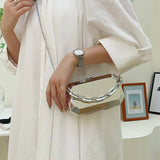 Summer Women Metal Alloy Handbags Female Chains Box Shape Shoulder Crossbody