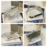 Summer Women Metal Alloy Handbags Female Chains Box Shape Shoulder Crossbody