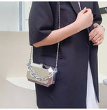 Summer Women Metal Alloy Handbags Female Chains Box Shape Shoulder Crossbody