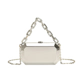 Summer Women Metal Alloy Handbags Female Chains Box Shape Shoulder Crossbody