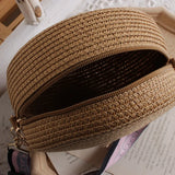 Summer Round Crossbody Bag Straw Woven Shoulder Retro Wallet Handbag
