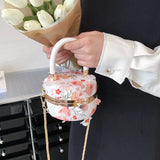 Summer Women Round Crossbody Bag Lace Flower Clutch