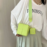 Cube Woven Handbag Crossbody Shoulder Bag Women Purse