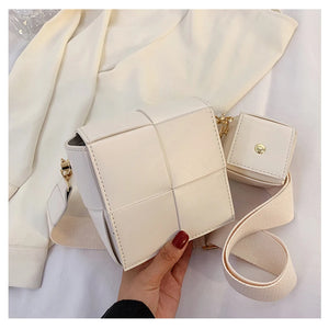 Cube Woven Handbag Crossbody Shoulder Bag Women Purse