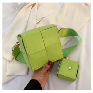 Cube Woven Handbag Crossbody Shoulder Bag Women Purse