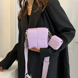 Cube Woven Handbag Crossbody Shoulder Bag Women Purse