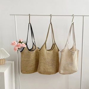 Summer Women's Straw Shoulder Bag Set Handbags Casual Beach Bag