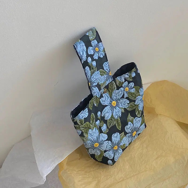 Summer Women's Retro Flower Shoulder Bag Jacquard Floral Handbags