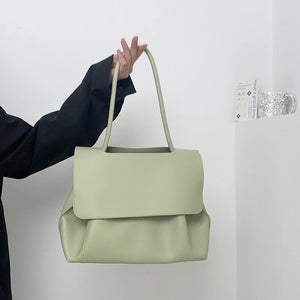 Summer Women's Shoulder Bag Large Capacity Soft Pu Leather Flap Totes Bags