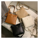 Summer Women's Small Square Crossbody Bag Canvas Bucket Bag