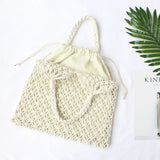 Boho Hollow Out Straw Beach Bag Macrame Tote