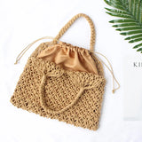 Boho Hollow Out Straw Beach Bag Macrame Tote