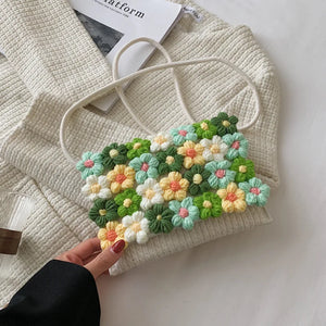Summer Woven Flower Shoulder Bag For Women