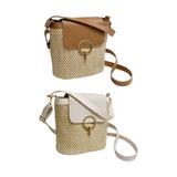 Summer Woven Handbag with Shoulder Strap Rattan Purse Tote for Shopping Beach
