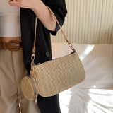 Summer Woven Shoulder Bag For Women 2pcs Combination