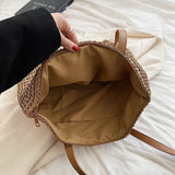 Summer Woven Shoulder Bag Women Beach Straw Knitted Handbag Travel Tote