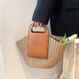 Summer Straw Bag Large Capacity Purse Handbag for Women Beach Shoulder Tote