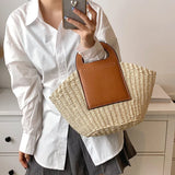 Summer Straw Bag Large Capacity Purse Handbag for Women Beach Shoulder Tote
