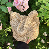Bohemia Rattan Bucket Shoulder Bag Women's Straw Beach Bag